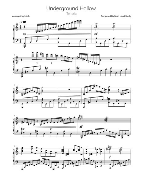 Terraria Wip Underground Hallow Sheet Music For Piano Solo