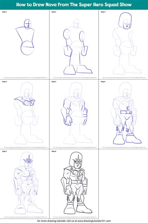 How To Draw Nova From The Super Hero Squad Show Printable Step By Step