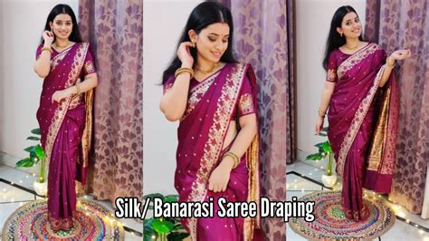 How To Drape Silkbanarasi Saree For Beginners🌸 Step By Step 5