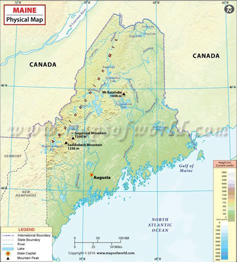 A Map Of The State Of Maine With Major Cities And Towns On Its Borders