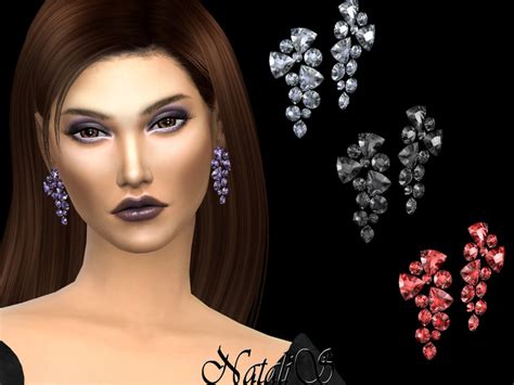 The Sims Resource Natalismixed Shape Crystals Drop Earrings