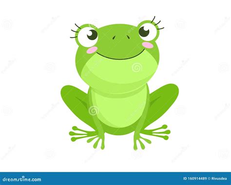 Cartoon Vector Of Green Cute Baby Frog Isolated On White Background