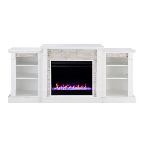 7175 White Solid Electric Fireplace With Bookcase