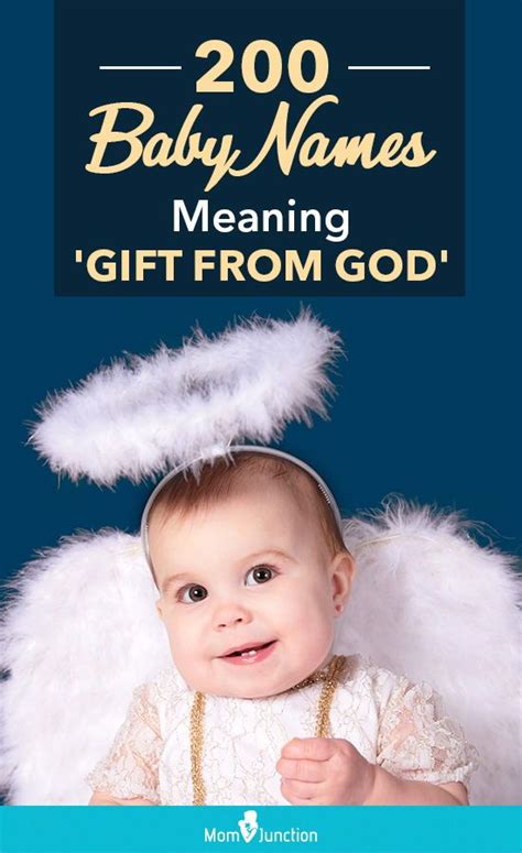 A Baby Wearing Angel Wings With The Words 200 Baby Names Meaning Gift