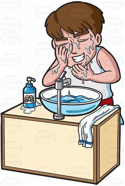 Wash Face Clipart Washing Cartoon Boy Soap
