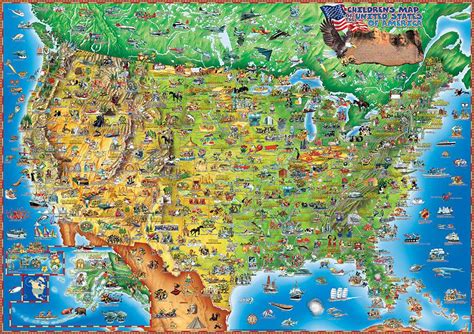 Childrens Map Of The United States Of America Dinos Maps