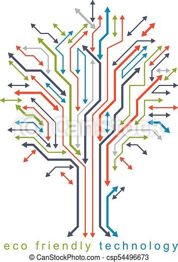 Art Vector Illustration Of Digital Tree Made Using Lines Mesh And