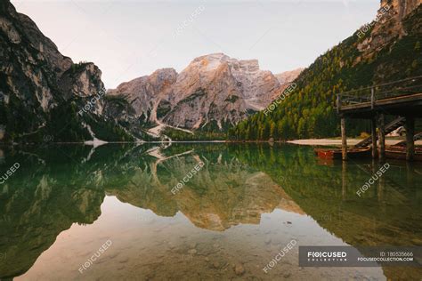 Lago Di Braies Dolomite Alps Val Di Braies South Tyrol Italy — Lake