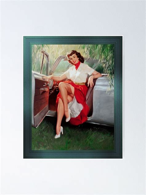 nice day for a drive pin up girl by bill medcalf vintage pin up girl art poster for sale by