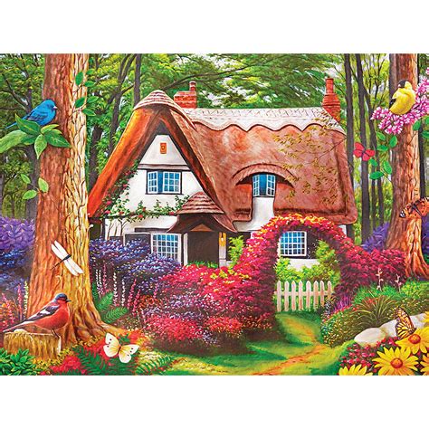 cottage in the woods 1000 piece jigsaw puzzle bits and pieces