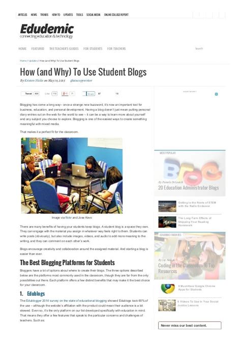 How And Why To Use Student Blogs Edudemic