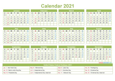 Free for personal and commercial use. Free Yearly 2021 Calendar with Holidays Word, PDF - Free Printable 2021 Monthly Calendar with ...