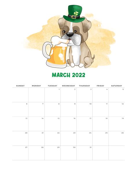 Free Printable 2022 Cute Dog Calendar The Cottage Market