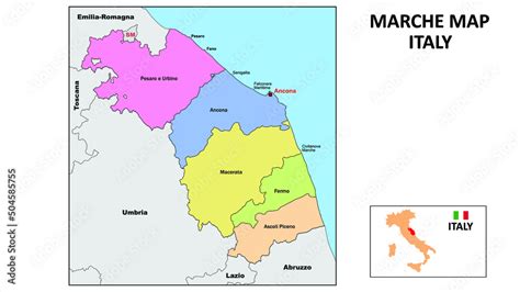 Fototapete Marche Map State And District Map Of Marche Political Map Of
