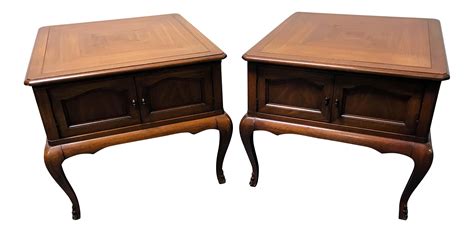 Vintage French Style Mahogany & Ormolu End Tables - A Pair | Chairish