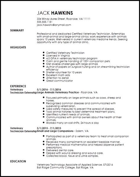 A veterinary assistant has many roles to play in an animal care facility. Resume Templates Veterinary Assistant | Job resume samples ...
