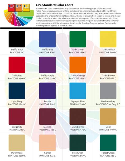 Pdf Cpc Standard Color Chart Custom Products Corporationtraffic Red