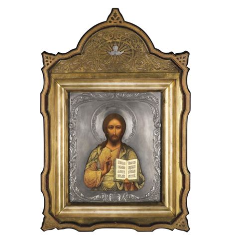 725 A Silver Icon Of Christ Pantocrator Dmitri Smirnov Moscow