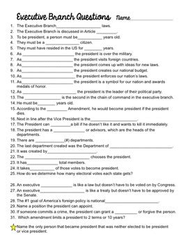 The first two are the ones that you will be having difficulty answering. Civics Worksheet The Executive Branch | TUTORE.ORG - Master of Documents