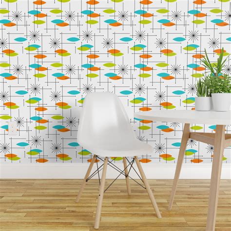 Peel And Stick Removable Wallpaper Orbs Geometric Mid Century Modern