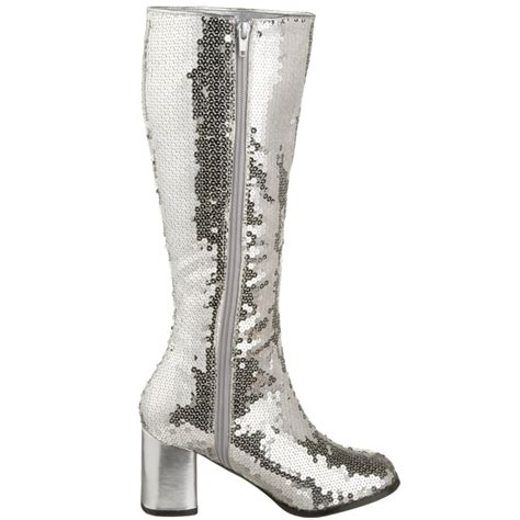Silver Sequins 8 Cm Spectacul 300sq Women Knee Boots