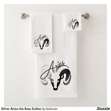 Silver Aries The Ram Zodiac Bath Towel Set In 2021 Bath Towel Sets Bath Towels