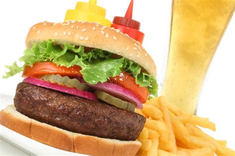 Start by choosing one of our diabetic menu options or go straight to our a la carte menu below and start adding our delicious meals to your shopping cart. Hamburger Meal With French Fries And Cold Beer Stock Photo ...