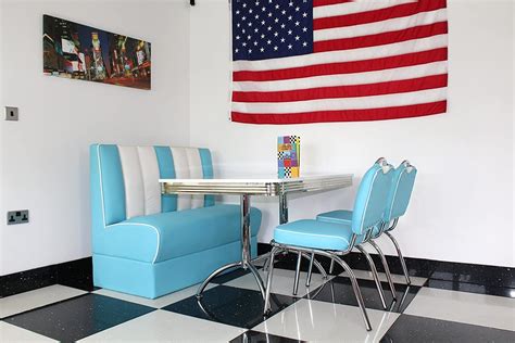 American Diner Furniture 50s Style Retro White Table 1 Booth And 2