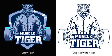 Diseño De Logotipo De Mascota De Fitness De Tigre Muscular 8019016