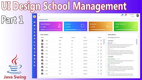 Java Swing UI Design School Management Dashboard Part 1 YouTube