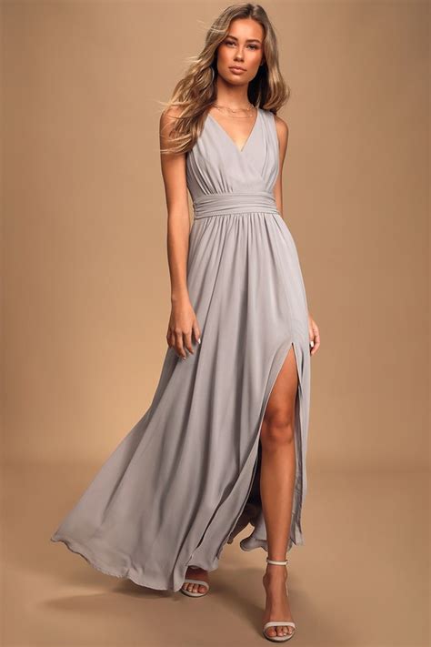 Lovely Light Grey Dress Sleeveless Maxi Dress Grey Maxi Dress Lulus
