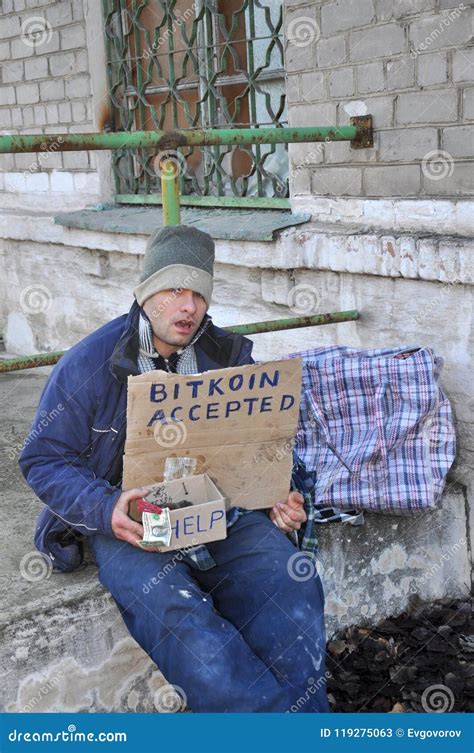 Homeless Person Asks For Money On The Street Stock Image Image Of