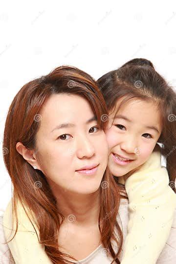 Japanese Mother Giving Her Daughter Piggy Back Stock Image Image Of