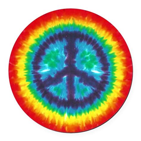 Tie Dye Peace Sign Round Car Magnet By Peacefulexpression
