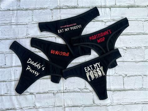 Personalized Naughty Thongs Lingerie Set Personalized Pussy Etsy