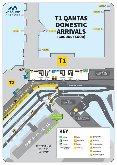 Melbourne Airport Map Mel Printable Terminal Maps Shops Food