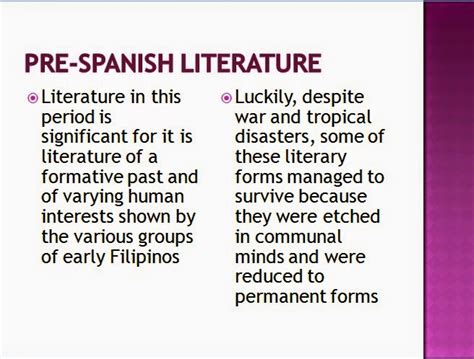 Philippine Literature Pre Spanish Period Philippine Literature