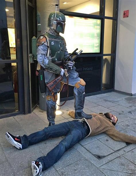 A picture of andrew miller's boba fett costume from the shin guards to the shoes. Photo with Mark Hamill - Complete! | Boba Fett Costume and ...