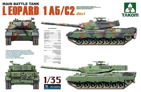 Takom Leopard 1 A5c2 Mbt Plastic Model Military Vehicle Kit 135 Scale