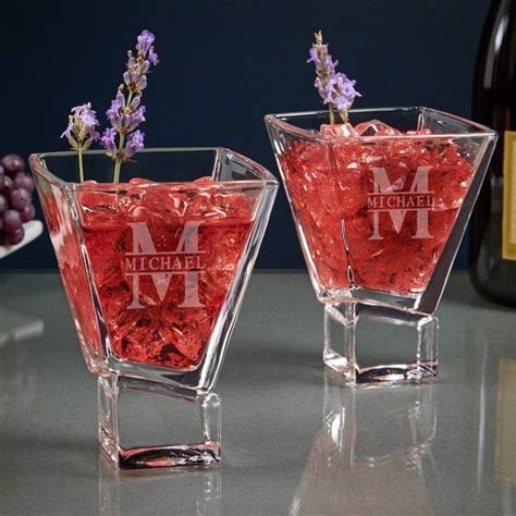 Oakmont Personalized Cocktail Glass Set Of 2 Cocktail Lover Etsy