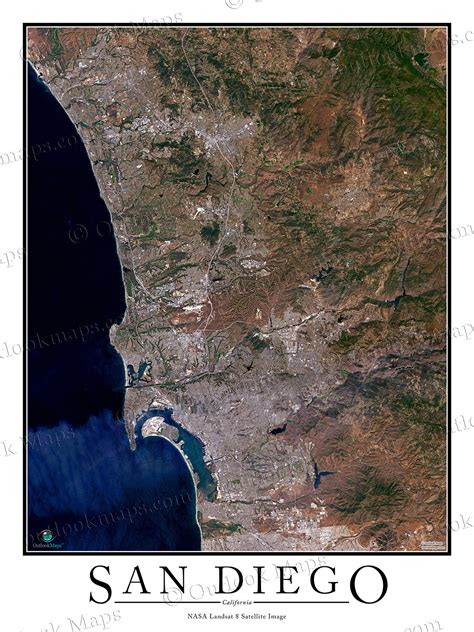San Diego Ca Area Satellite Map Print Aerial Image Poster