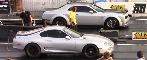 Stick Shift Toyota Supra Shows A 9 Second Hellcat Redeye How Its Done