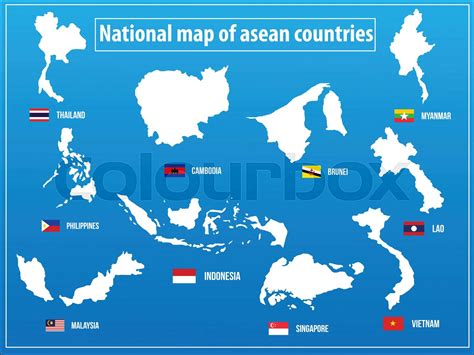 Vectors Illustration Of National Map Of Asian Countries Stock Vector