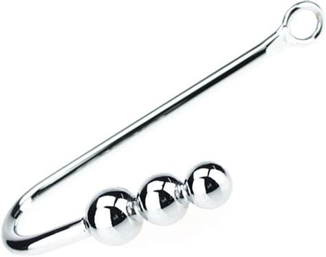 sexy slave top quality stainless steel anal hook with ball hole metal anal plug butt