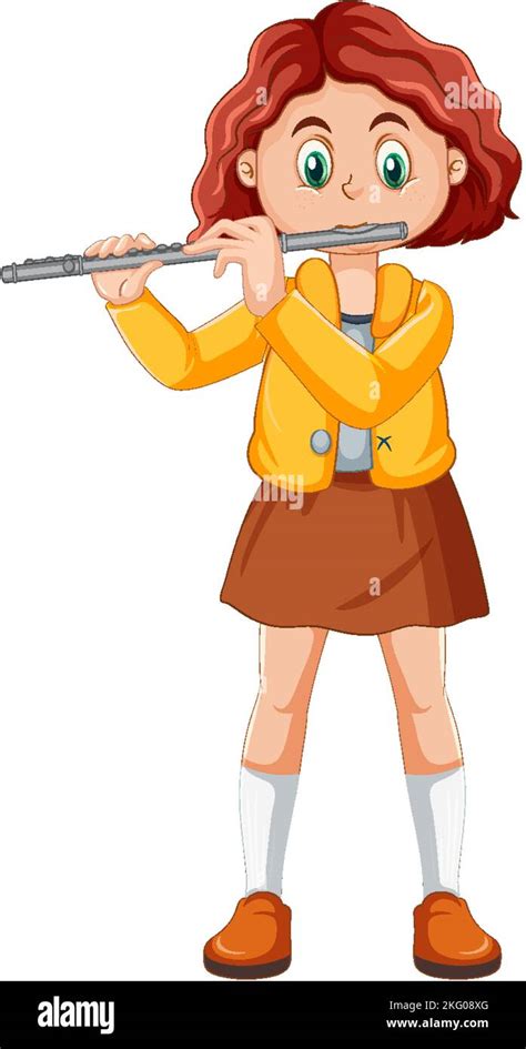 Girl Playing Flute Vector Illustration Stock Vector Image And Art Alamy