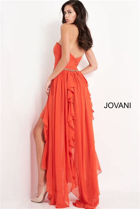 Jovani 04874 Orange Ruched Bodice Chiffon Prom Dress
