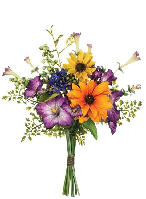 Mixed Silk Floral Wildflower Bouquet In Assorted Colors 13in Tall