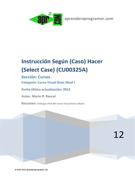 Cu00325a Instruccion Caso Hacer Select Case Visual Basic Codigo