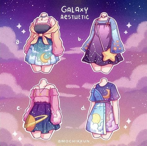 Galaxy Aesthetic Cartoon Outfit Drawings