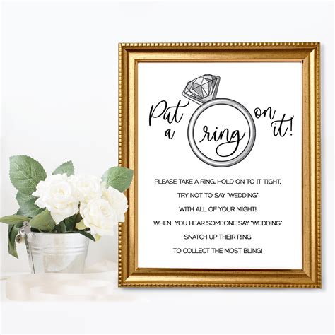 Put A Ring On It Bridal Shower Party Game Sign Digital File Etsy